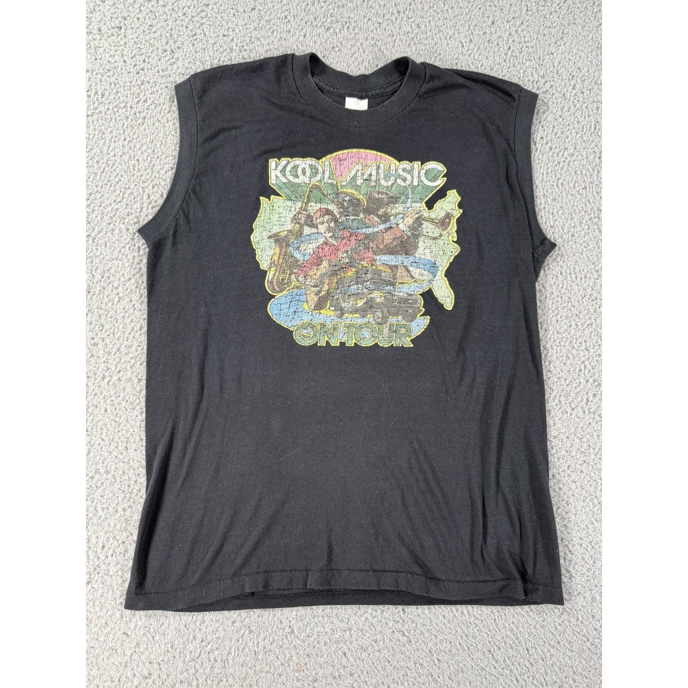 Vintage Kool Music Shirt Mens Medium On Tour Sleeveless Band Concert 80s Tee‎